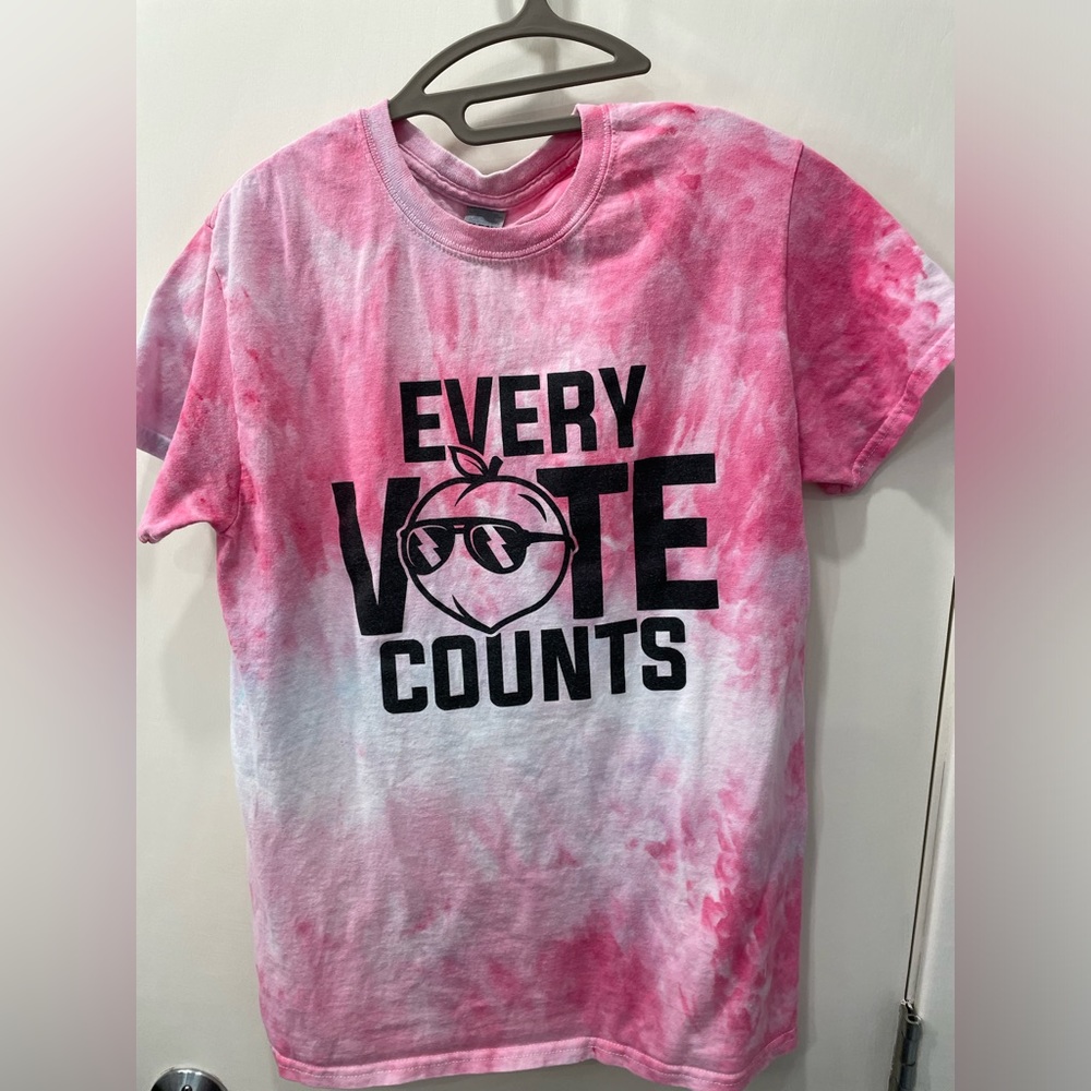 TieDyen4Biden, Every Vote Counts Georgia Pink Tie Dye Tee, adult size small